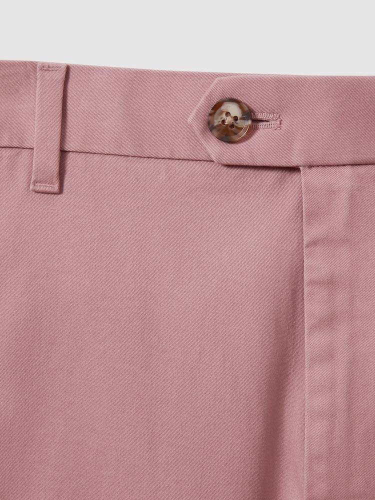 Reiss Dusty Pink Wicket Modern Fit Cotton Blend Chino Shorts - Image 7 of 7