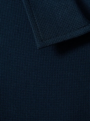 Reiss Navy Caymen Cotton Textured Half-Zip Polo Shirt - Image 6 of 6