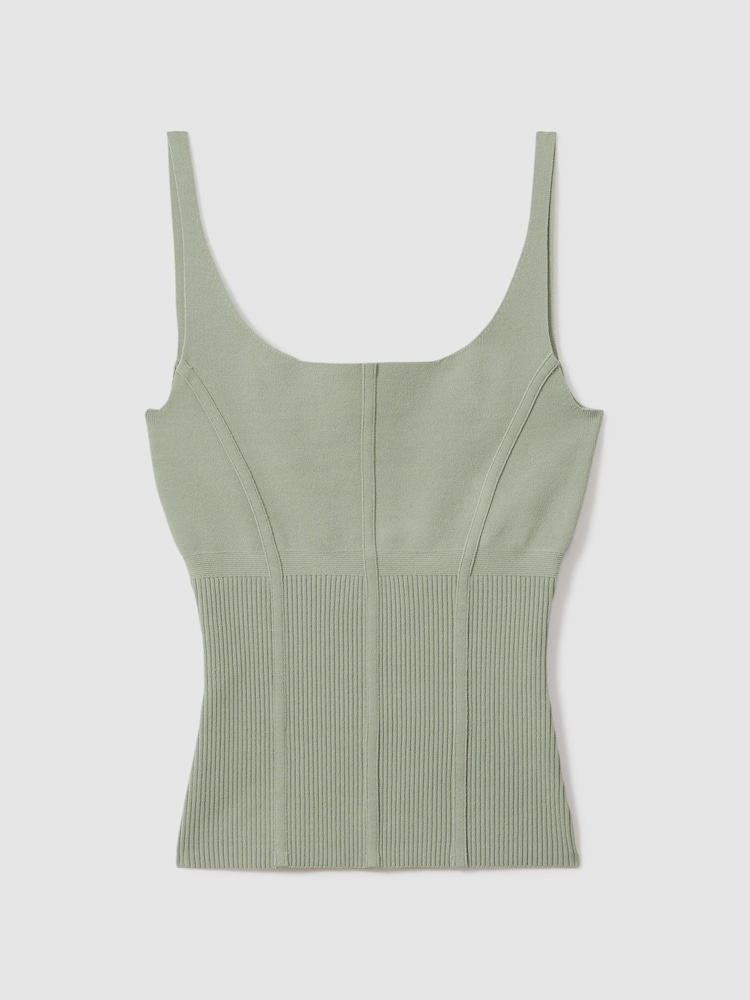 Reiss Sage Verity Ribbed Seam Detail Vest - Image 2 of 5