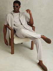 Reiss Silver Cyrus Ribbed Elasticated Waist Trousers - Image 1 of 5