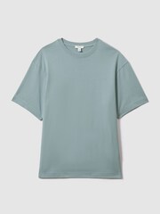 Reiss Faded Denim Tate Oversized Garment Dye T-Shirt - Image 2 of 6