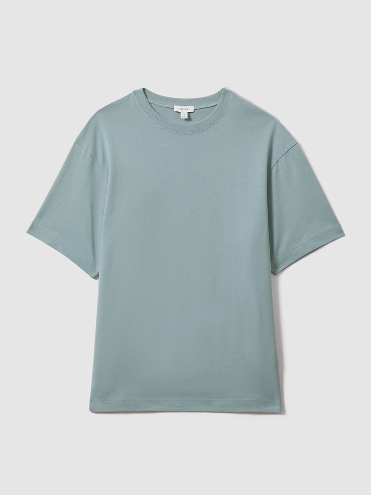 Reiss Faded Denim Tate Oversized Garment Dye T-Shirt - Image 2 of 6