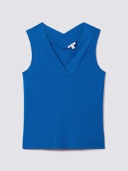 Reiss Blue Taylor V-Neck Shell Blouse - Image 2 of 6