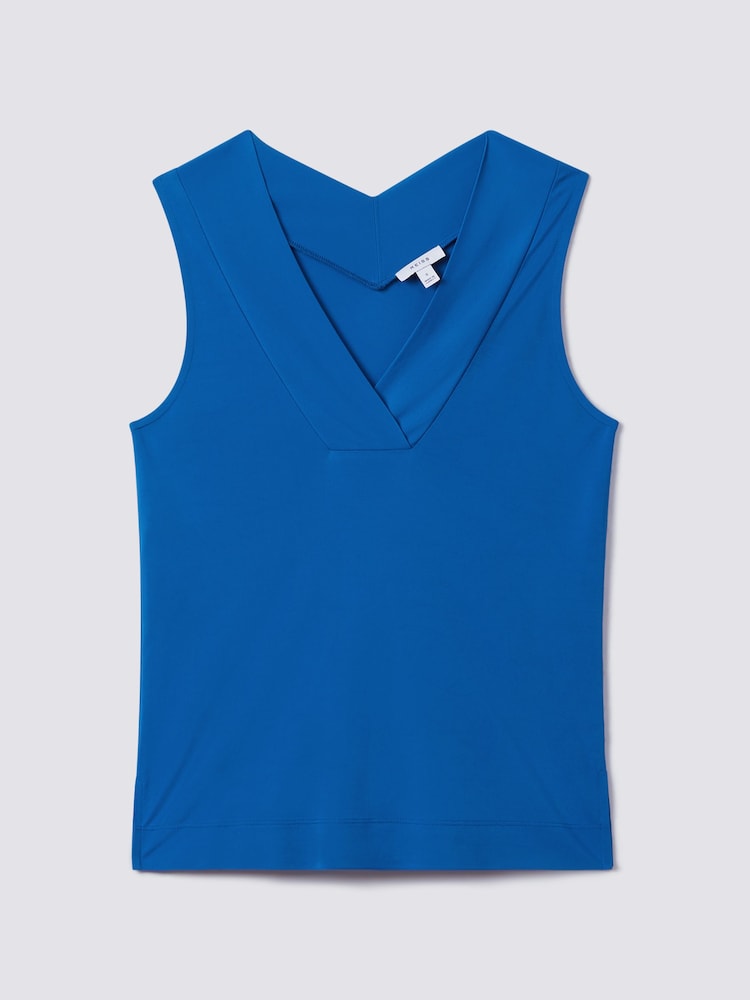 Reiss Blue Taylor V-Neck Shell Blouse - Image 2 of 6