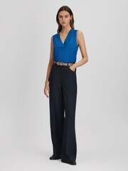 Reiss Blue Taylor V-Neck Shell Blouse - Image 3 of 6