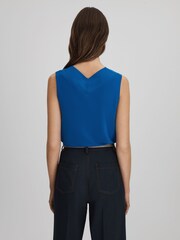 Reiss Blue Taylor V-Neck Shell Blouse - Image 5 of 6