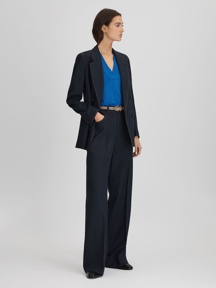 Reiss Blue Taylor V-Neck Shell Blouse - Image 6 of 6