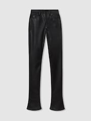 Good American Black Faux Leather Slim Bootcut Trousers - Image 2 of 5