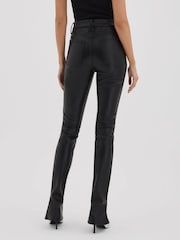 Good American Black Faux Leather Slim Bootcut Trousers - Image 4 of 5