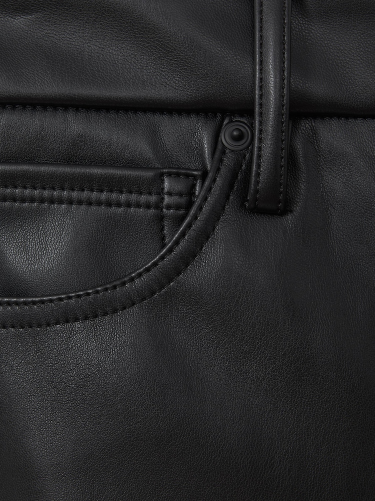 Good American Black Faux Leather Slim Bootcut Trousers - Image 5 of 5