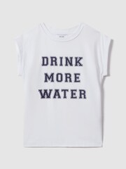 Reiss Ivory Tereza 9-13 yrs Slogan Crew Neck T-Shirt - Image 2 of 4