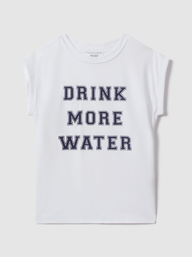 Reiss Ivory Tereza 9-13 yrs Slogan Crew Neck T-Shirt - Image 2 of 4