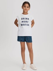 Reiss Ivory Tereza 9-13 yrs Slogan Crew Neck T-Shirt - Image 3 of 4