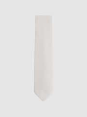 Reiss Cream Giotto Textured Silk Blend Tie - Image 1 of 5