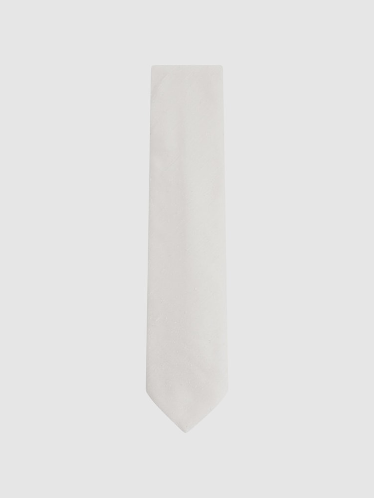 Reiss Cream Giotto Textured Silk Blend Tie - Image 1 of 5 Reiss Cream Giotto Textured Silk Blend Tie - Image 1 of 5