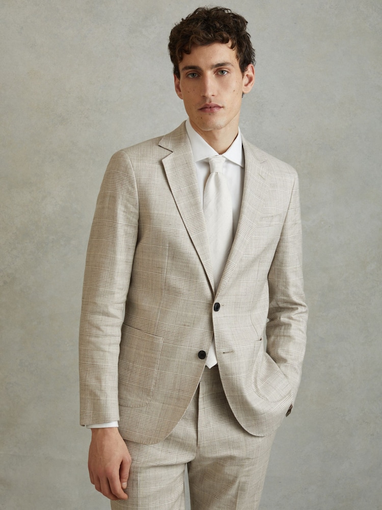 Reiss Cream Giotto Textured Silk Blend Tie - Image 2 of 5 Reiss Cream Giotto Textured Silk Blend Tie - Image 2 of 5