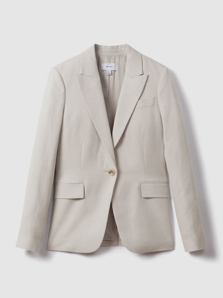 Reiss Light Grey Farrah Petite Single Breasted Suit Blazer with TENCEL™ Fibers - Image 2 of 7