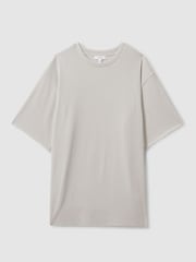 Reiss Silver Skyee Oversized Ribbed Crew Neck T-Shirt - Image 2 of 6