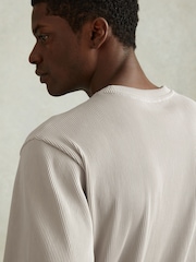 Reiss Silver Skyee Oversized Ribbed Crew Neck T-Shirt - Image 4 of 6