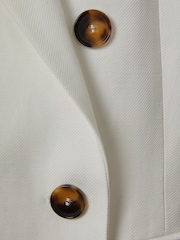 Reiss White Lori Petite Viscose-Linen Double Breasted Suit Blazer - Image 7 of 8
