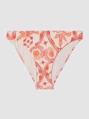 Reiss Cream/Coral Carrie Printed Bikini Bottoms - Image 2 of 5