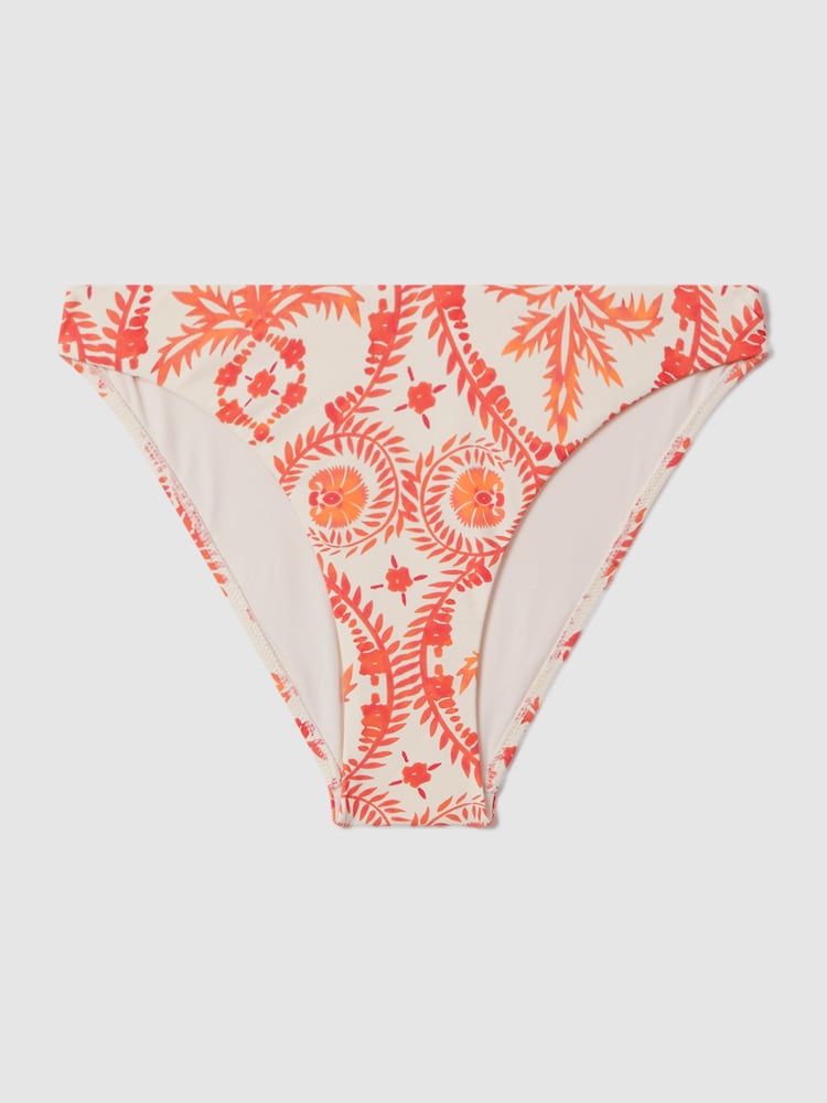 Reiss Cream/Coral Carrie Printed Bikini Bottoms - Image 2 of 5