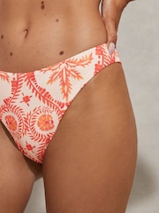 Reiss Cream/Coral Carrie Printed Bikini Bottoms - Image 3 of 5