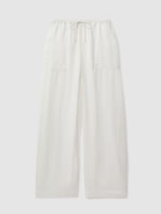Reiss Ivory Eddie Textured Wide Leg Cover-Up Trousers - Image 2 of 5