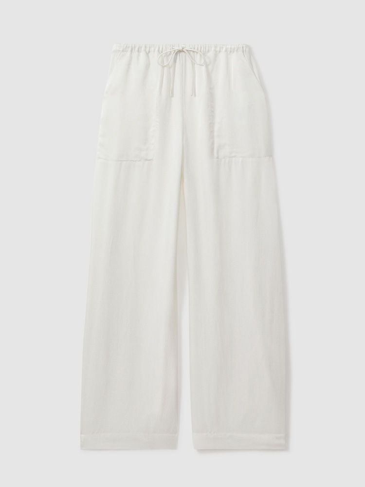 Reiss Ivory Eddie Textured Wide Leg Cover-Up Trousers - Image 2 of 5