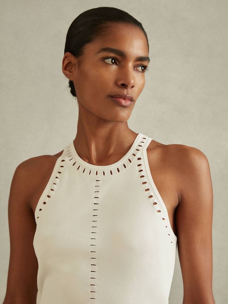 Reiss Ivory Cammi Fitted Cut-Out Detail Vest - Image 1 of 5
