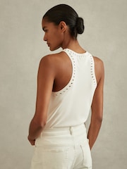 Reiss Ivory Cammi Fitted Cut-Out Detail Vest - Image 4 of 5