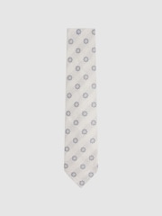 Reiss Ivory Monreale Linen Silk Medallion Print Tie - Image 1 of 5