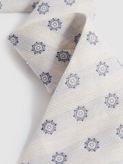 Reiss Ivory Monreale Linen Silk Medallion Print Tie - Image 3 of 5