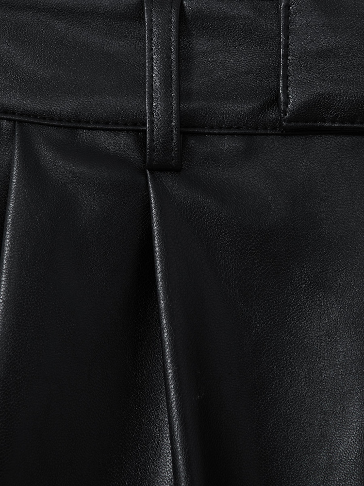 Paige Front Pleat Faux Fur Leather Shorts - Image 5 of 5