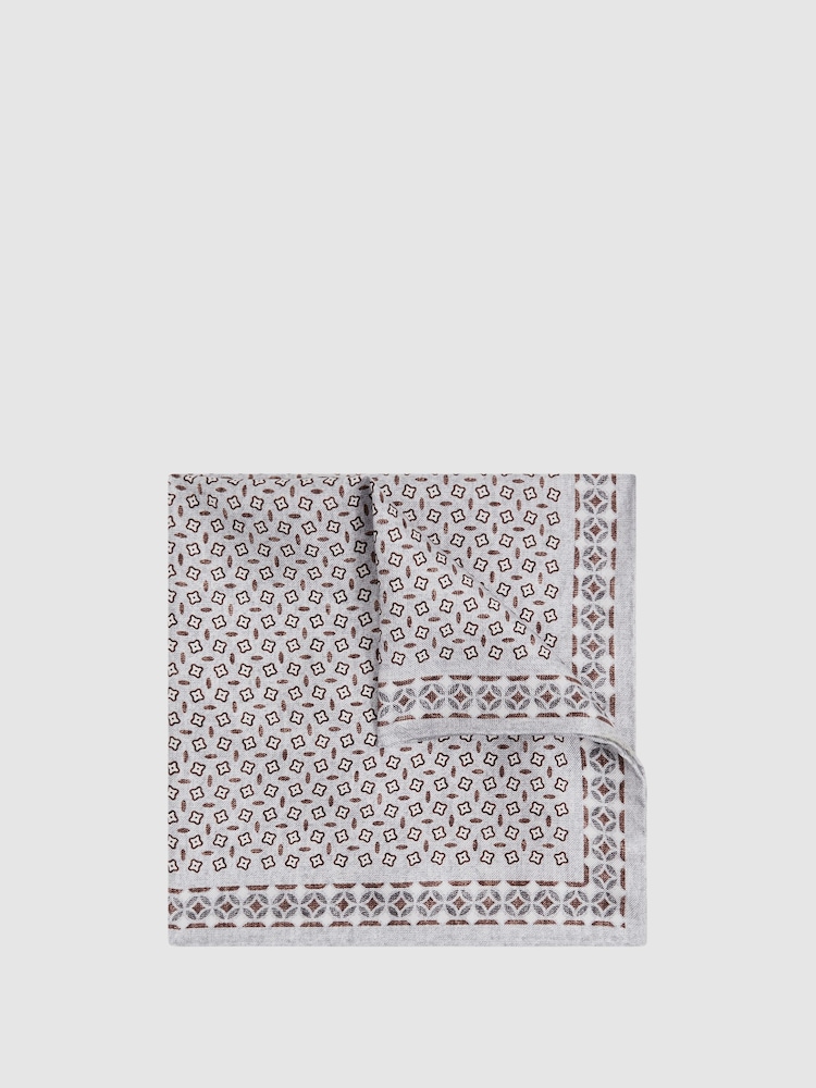 Reiss Soft Ice Nicolo Silk Floral Print Pocket Square - Image 1 of 5
