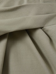 Reiss Khaki Nadia Cotton Blend Wrap Front Midi Skirt - Image 6 of 6