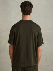 Reiss Green Skyee Oversized Ribbed Crew Neck T-Shirt - Image 4 of 5