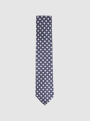 Reiss Eclipse Blue Basilica Silk Floral Print Tie - Image 1 of 5