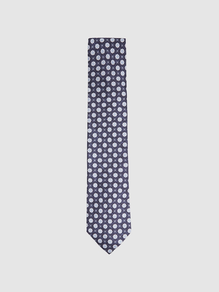 Reiss Eclipse Blue Basilica Silk Floral Print Tie - Image 1 of 5