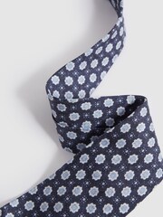 Reiss Eclipse Blue Basilica Silk Floral Print Tie - Image 3 of 5