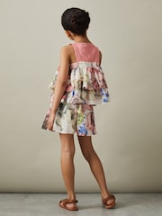 Reiss Pink Print Arina 4-9 yrs Floral Print Skort Co-Ord - Image 4 of 5