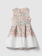 Reiss Pink Print Emmie 4-9 yrs Floral Scuba Bow Fit-and-Flare Dress - Image 4 of 5