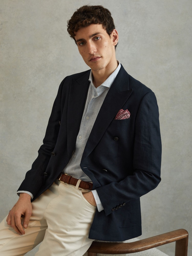 Reiss Dusty Rose Nicolo Silk Floral Print Pocket Square - Image 2 of 5 Reiss Dusty Rose Nicolo Silk Floral Print Pocket Square - Image 2 of 5