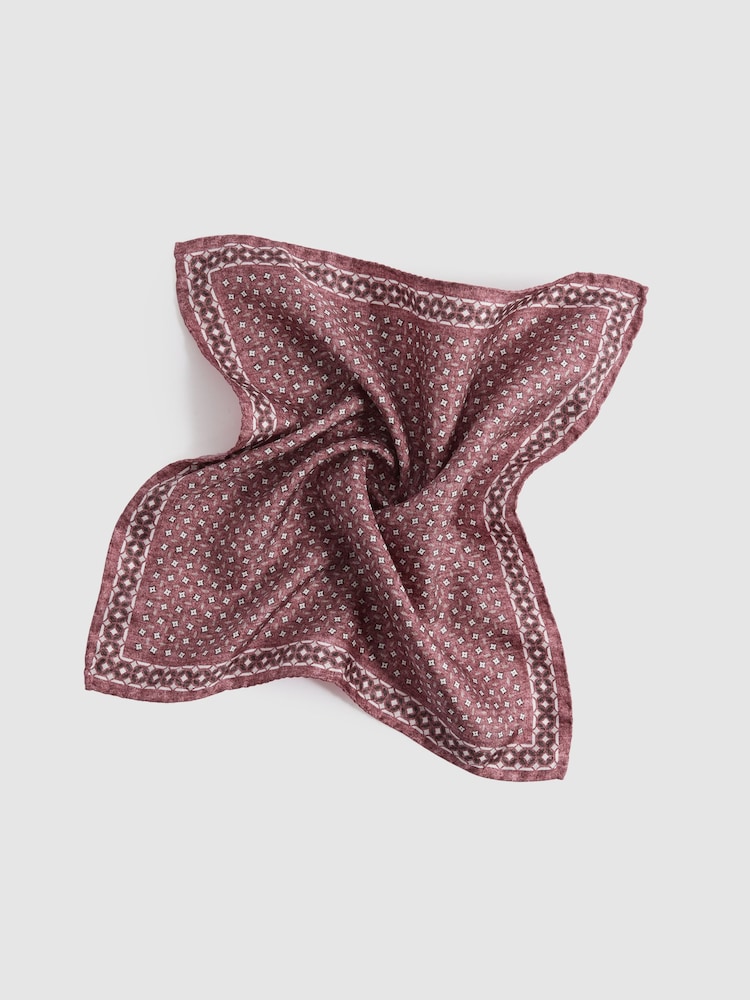 Reiss Dusty Rose Nicolo Silk Floral Print Pocket Square - Image 5 of 5 Reiss Dusty Rose Nicolo Silk Floral Print Pocket Square - Image 5 of 5