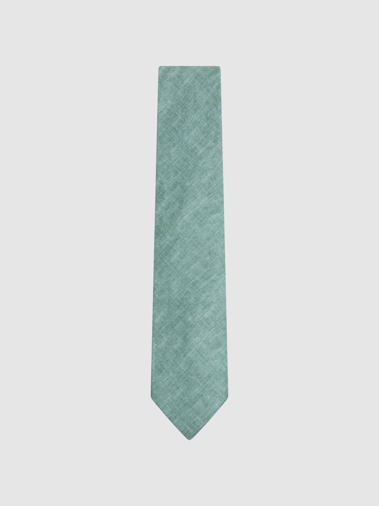 Reiss Pistachio Melange Vitali Linen Tie - Image 1 of 5 Reiss Pistachio Melange Vitali Linen Tie - Image 1 of 5