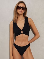 Reiss Black Freddie Ruche Bikini Tank Top - Image 1 of 6