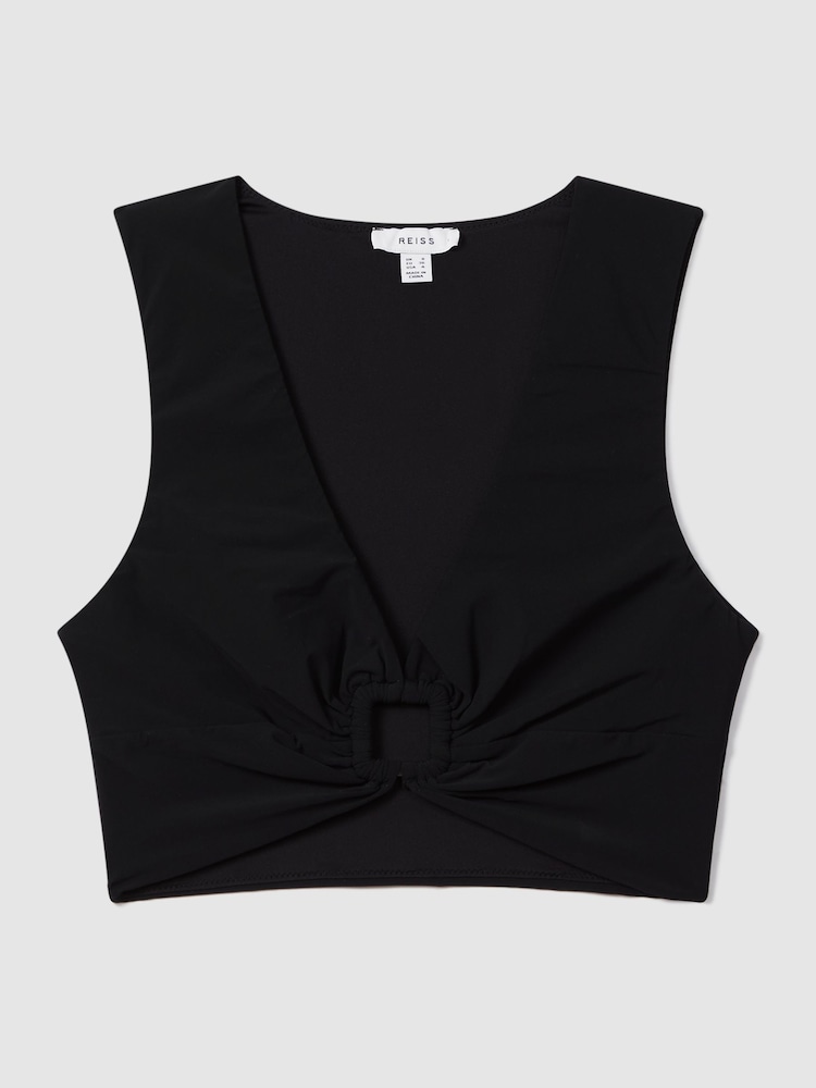 Reiss Black Freddie Ruche Bikini Tank Top - Image 2 of 6