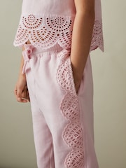 Pantalones de algodón con bordado y cintura ajustable Sophie Teen de Reiss - Imagen 3 de 4
