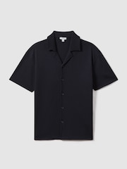 Reiss Navy Chase Ribbed Cuban Collar Shirt - Image 2 of 5