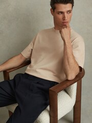 Reiss Oatmeal Tate Oversized Garment Dye T-Shirt - Image 1 of 5